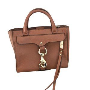 REBECCA MINKOFF Leather Strap MINI Crossbody Dog Clip Handbag Chestnut Brown